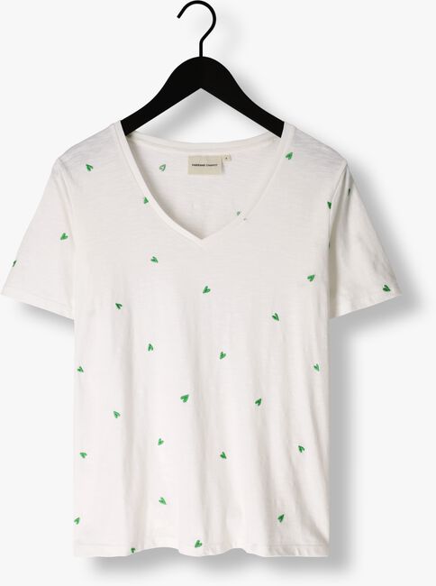 Ecru FABIENNE CHAPOT T-shirt PHIL V-NECK GREEN HEART T-SHIRT - large