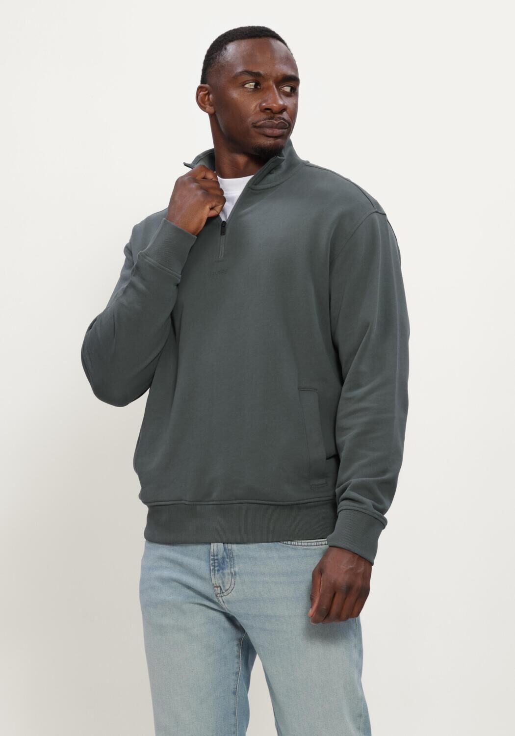 Groene BOSS ORANGE Sweater ZE SMALLZIP - large
