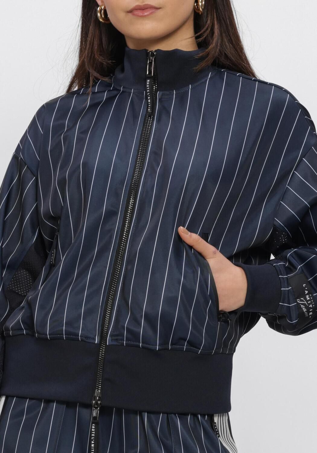 HAUTE L'AMITI&Eacute; PIN STRIPE ZIP SWEAT Pulls & Gilets Bleu fonc&eacute; - large