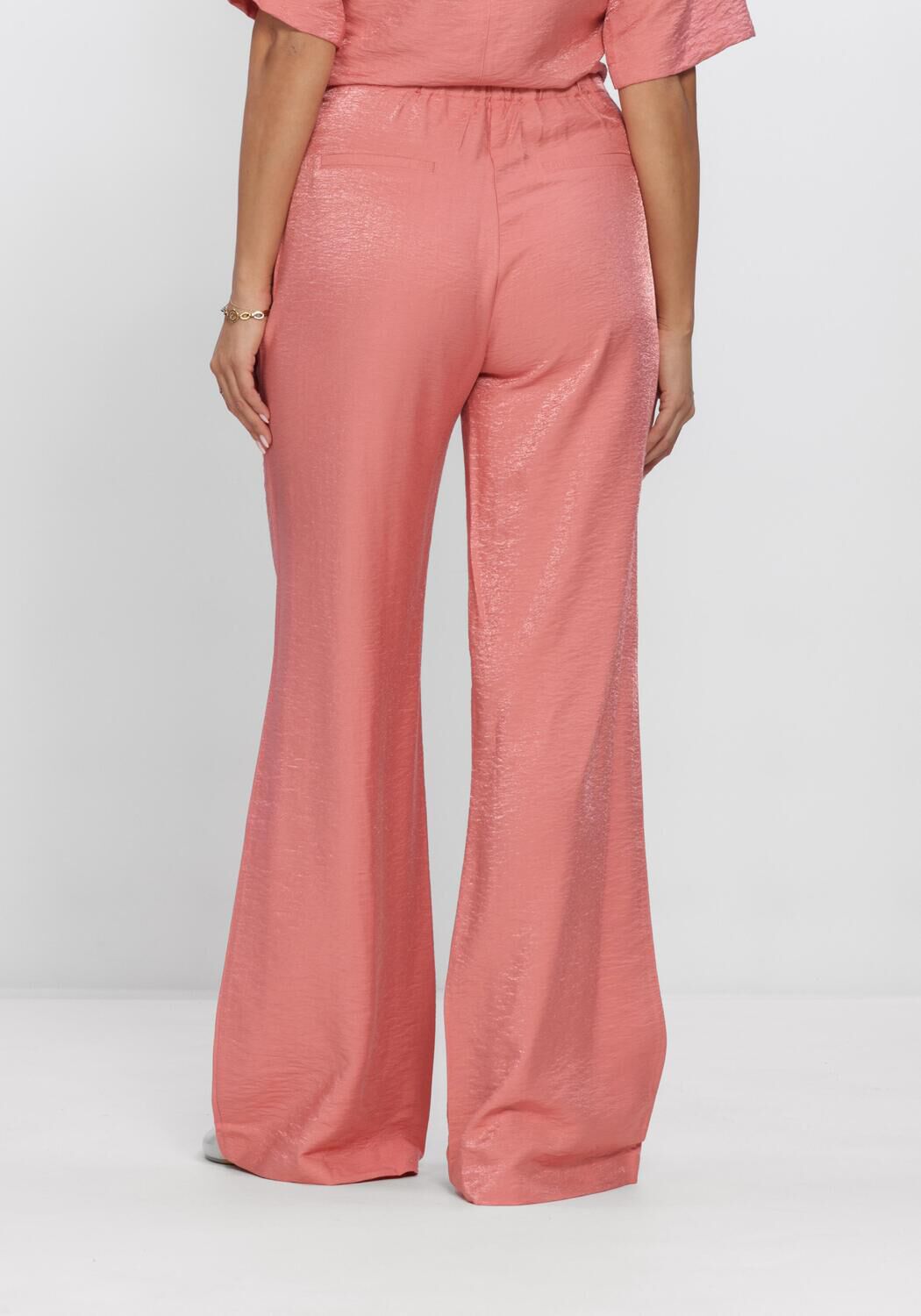JANSEN AMSTERDAM Pantalon large ORELIE BROEK WS 420 LONG WIDE WITHOUT WASITBAND ELASTIC AT BACK en rose - large