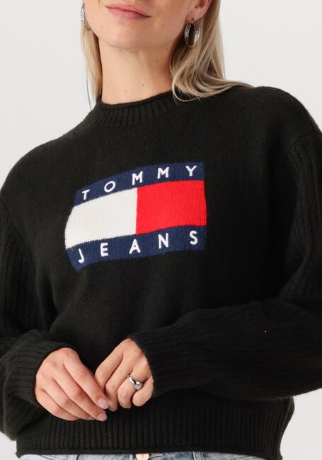 TOMMY JEANS Chandail TJW MELANGE FLAG SWEATER RIB EXT en noir - large