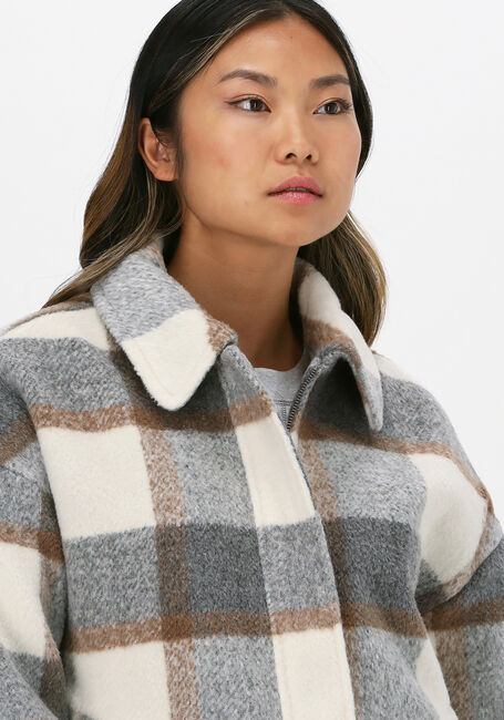 NA-KD Jack BELTED SHORT CHECKED JACKET Blanc - large