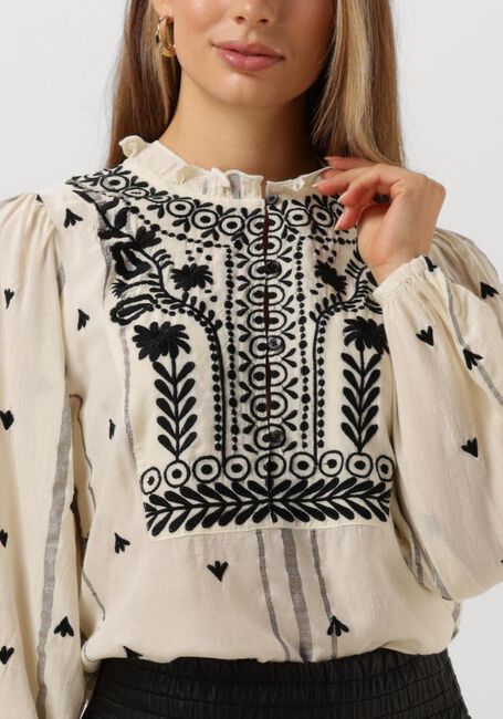 SUMMUM Haut TOP VISCOSE EMBROIDERED STRIPE en blanc - large