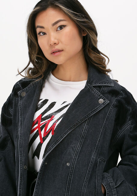 ALIX THE LABEL Veste en jean LADIES WOVEN DENIM BIKER JACKET en noir - large