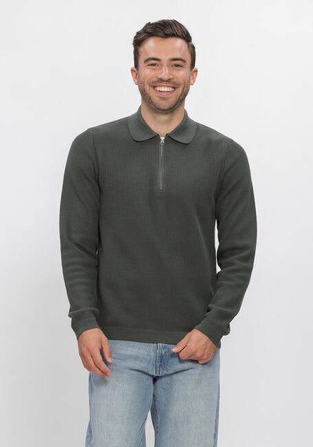 DSTREZZED Pull DS_KOSTAS ZIP POLO Vert fonc&eacute; - large