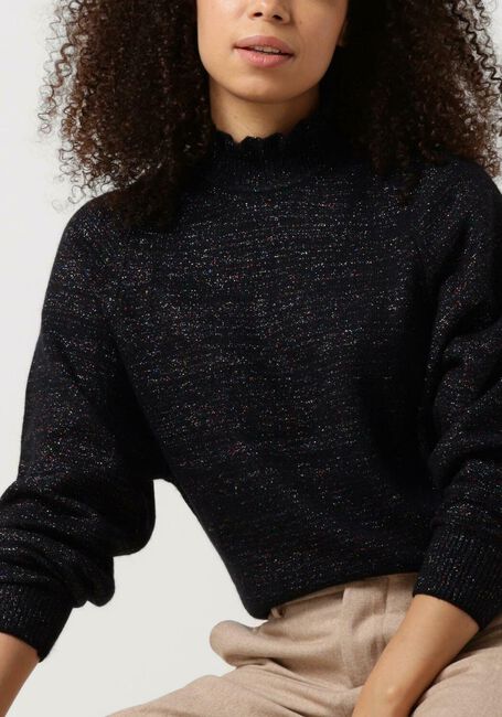 SCOTCH & SODA Pull RUFFLED HIGH-NECK LUREX PULLOVER en marron - large