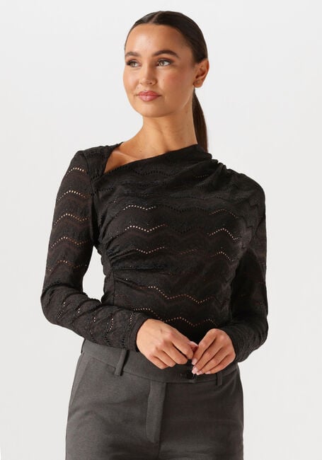 HAUTE L'AMITIÉ LACE DRAPE NECK BLOUSE Blouses en noir - large