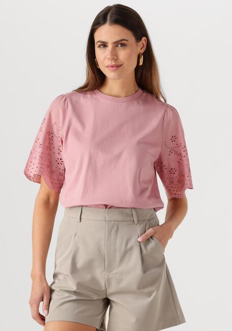 Y.A.S. T-shirt YASLEX SS TOP W. EMB SLEEVES S. NOOS en rose - large