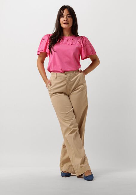 SUMMUM T-shirt TOP JERSEY AND BRODERIE MIX en rose - large