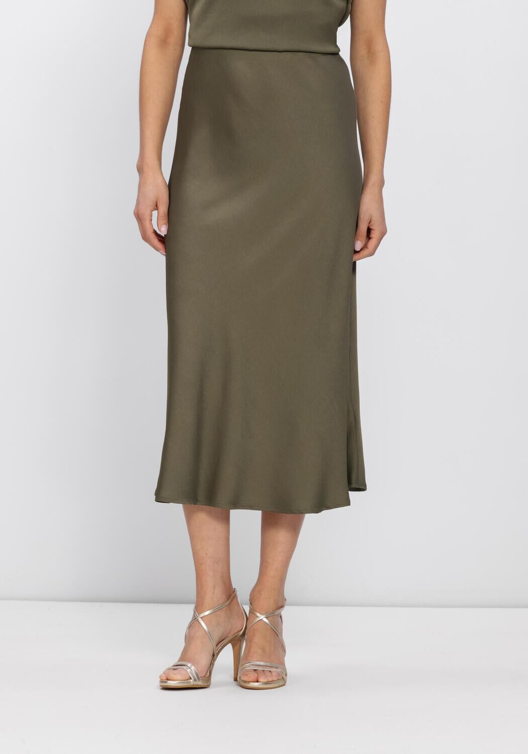 DRYKORN Jupe midi URA en vert - large