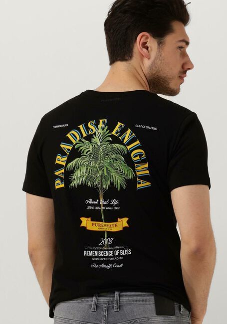 PUREWHITE T-shirt TSHIRT WITH SMALL LOGO ON CHEST AND BIG BACK PRINT en noir - large
