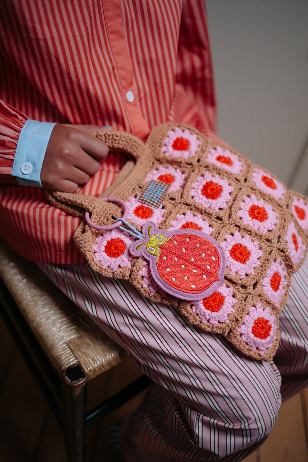 Oranje STICKY LEMON Handtas CROCHET BAG - large