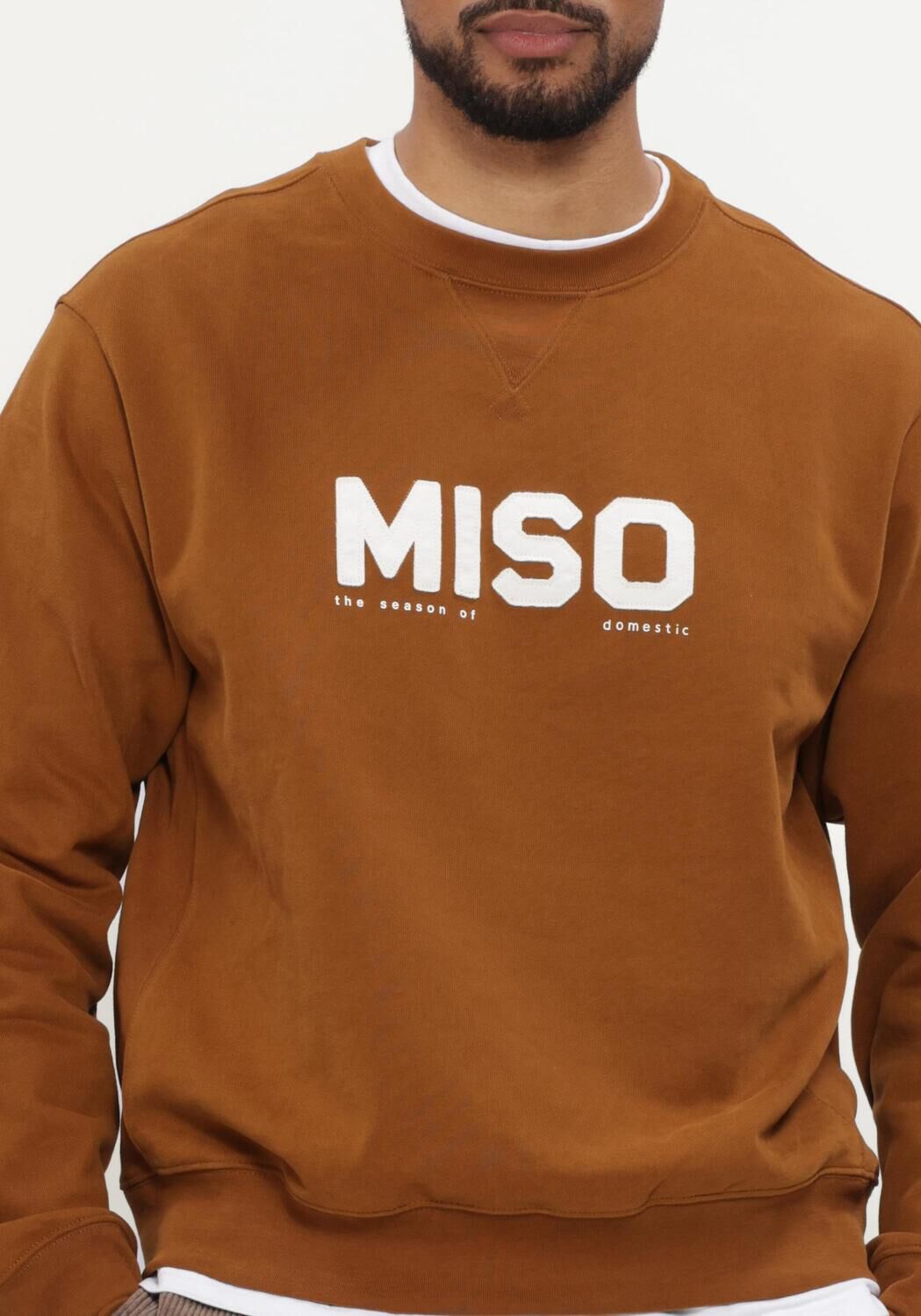 Bruine SELECTED MEN Sweater SLMDOMESTIC RELAXAXEL LS CREW NECK SWEAT - large