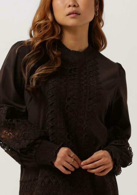 Bruine NEO NOIR Mini jurk KATJA EMBROIDERY DRESS - large