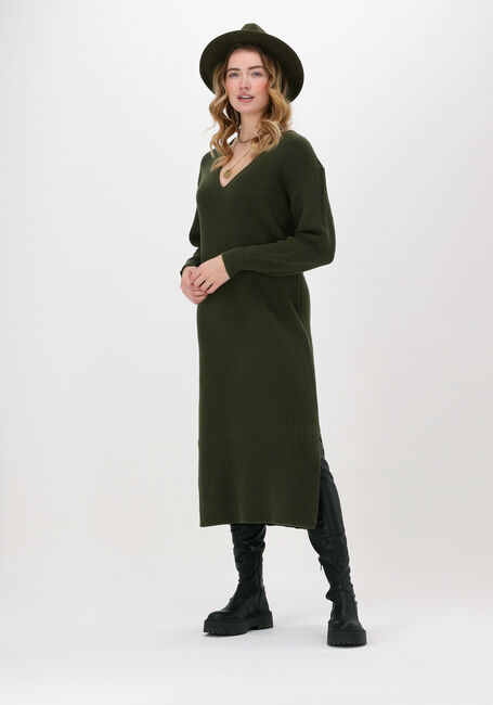 Groene ANOTHER LABEL Midi jurk HANNA KNITTED DRESS - large