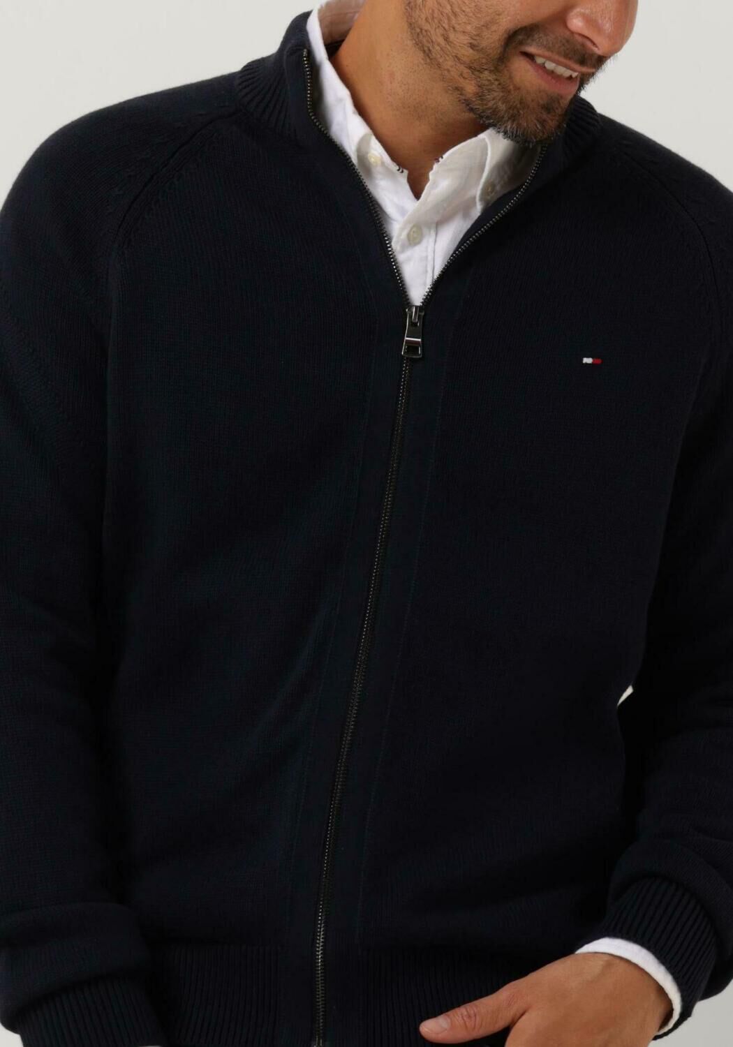 donkerblauwe tommy hilfiger vest american cotton zip through