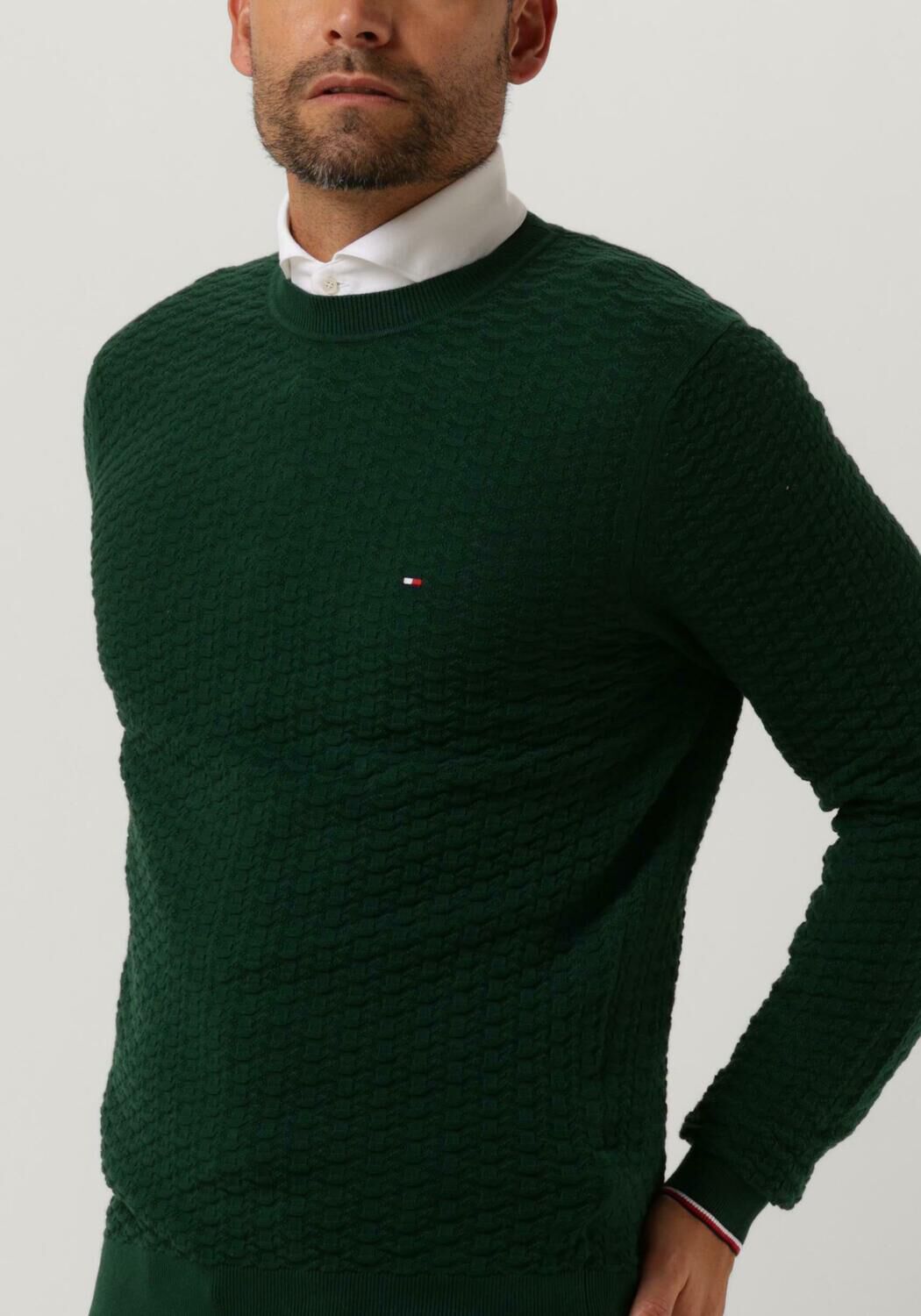 Donkergroene TOMMY HILFIGER Trui EXAGGERATED STRUCTURE CREW NECK Omoda