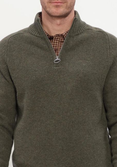 BARBOUR Pull NEWTOWN HALF ZIP KNITTED JUMPER KNITWEAR en vert - large