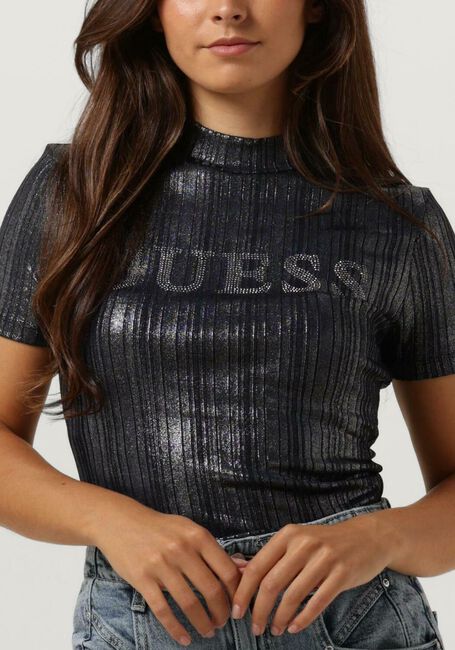 Zwarte GUESS Top SS HIGH NK CRISTINA LOGO TOP - large