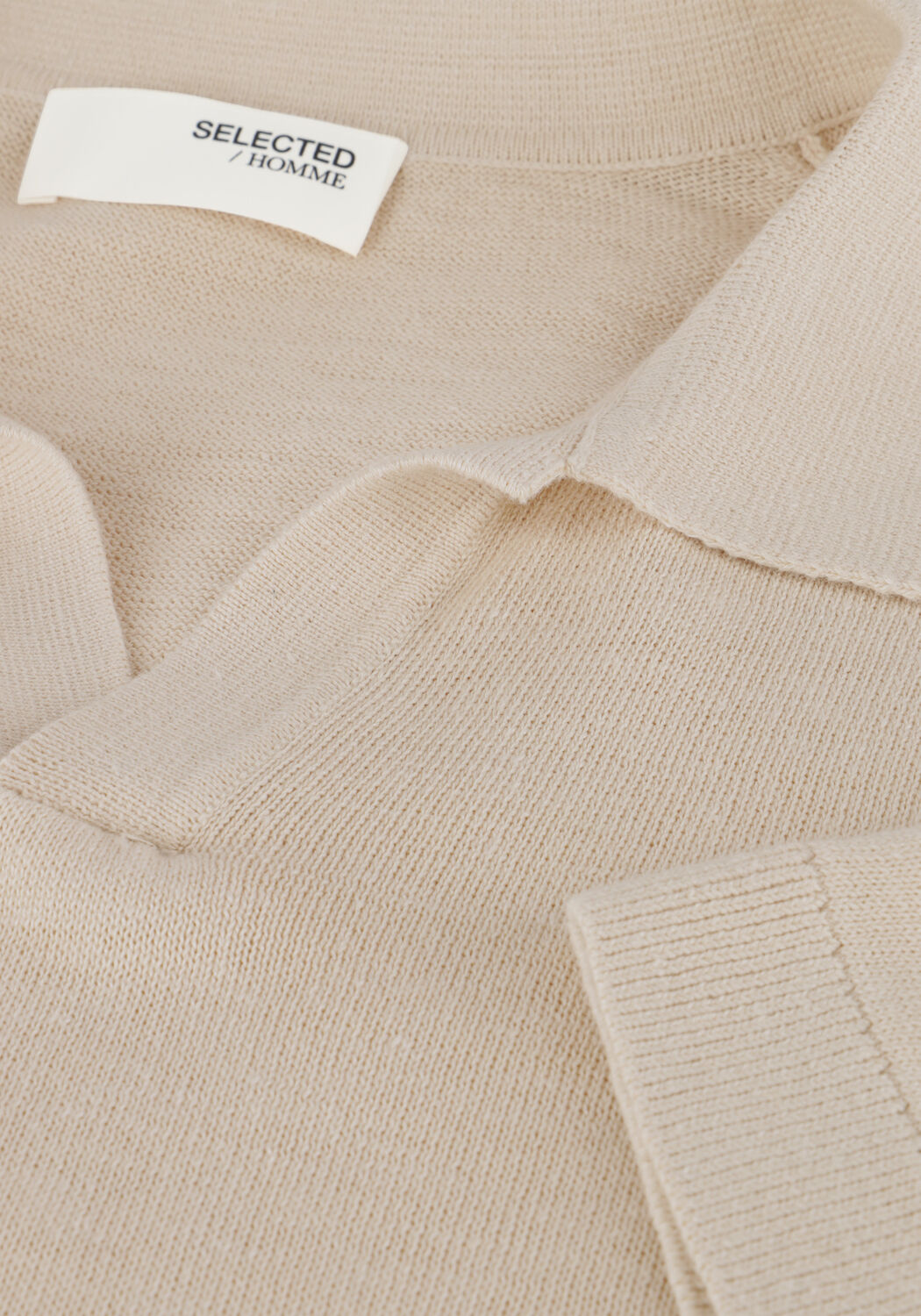 Beige SELECTED MEN Polo SLHMATTIS SS KNIT SUN OPEN POLO NOOS - large