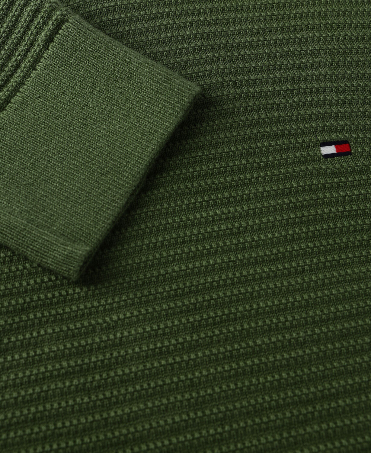 TOMMY HILFIGER Pull SEASONAL STRUCTURE CNECK Olive - large