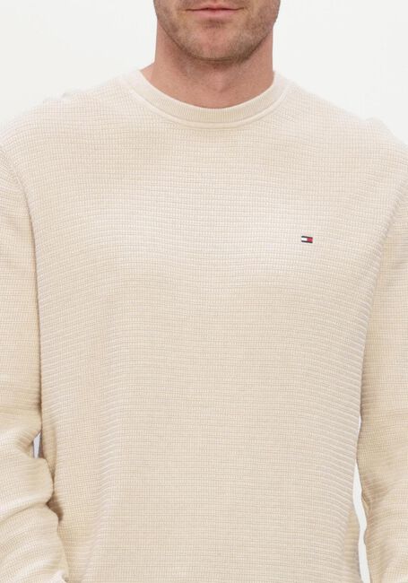 TOMMY HILFIGER Pull PIMA CTN CASH STRUCTURE CREWNECK en beige - large
