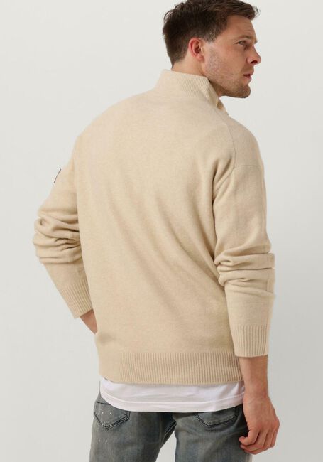 Beige CALVIN KLEIN Trui LYCRA BLEND BUTTON QUARTER ZIP - large