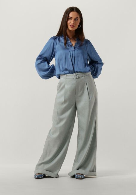 Blauwe NEO NOIR  BRIELLE SATIN BLOUSE - large