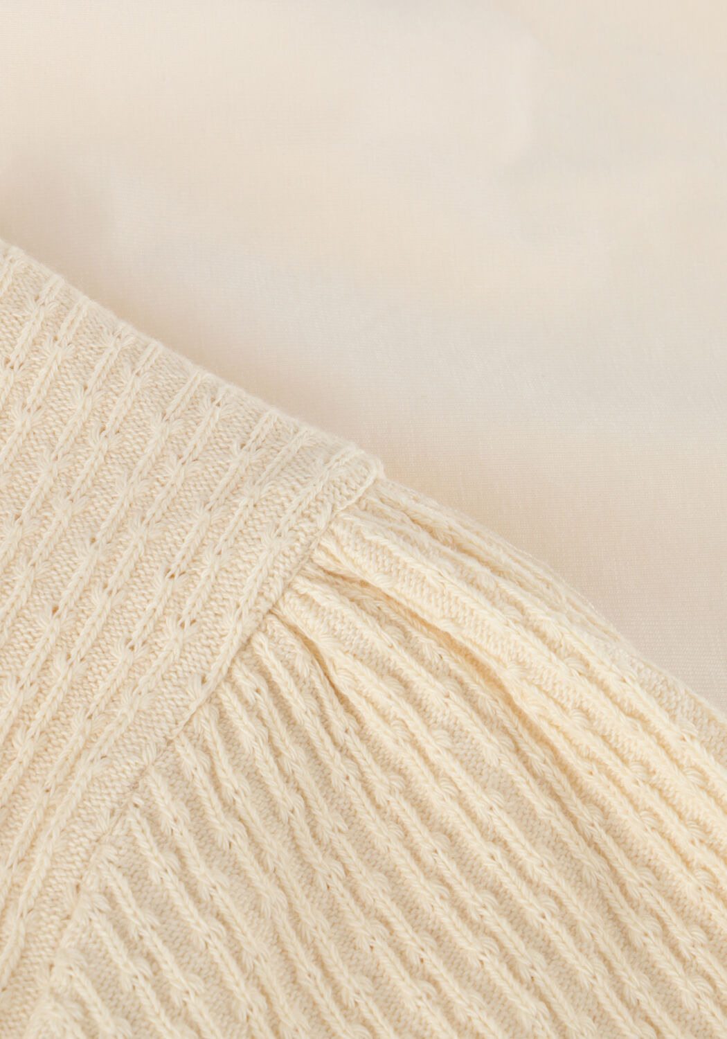 Ecru NONO T-shirt KAREN T-SHIRT MIXED FABRIS PUFFED SHORTS SLEEVES - large