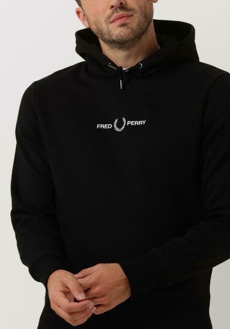 FRED PERRY Chandail EMBROIDERED HOODED SWEATSHIRT en noir - large