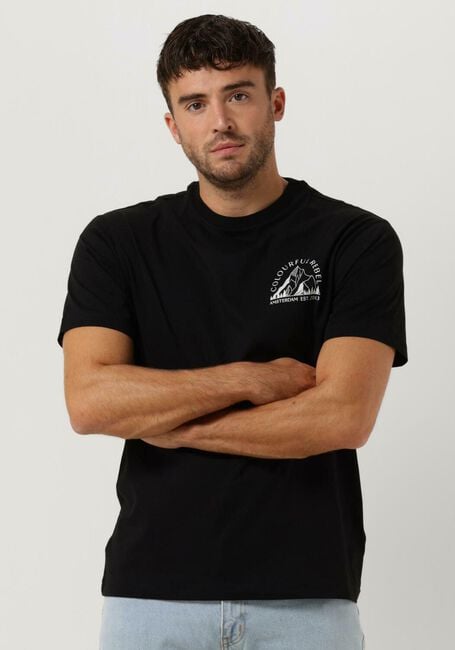 Zwarte COLOURFUL REBEL T-shirt MOUNTAIN BASIC TEE - large