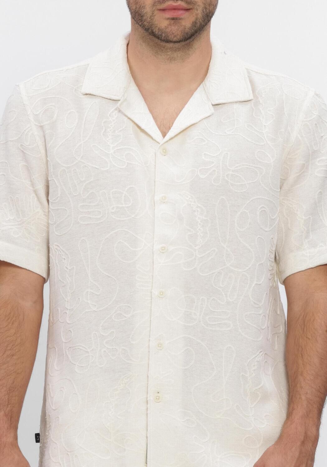 Witte BUTCHER OF BLUE Casual overhemd ALEX RESORT EMBRO SHIRT SS - large