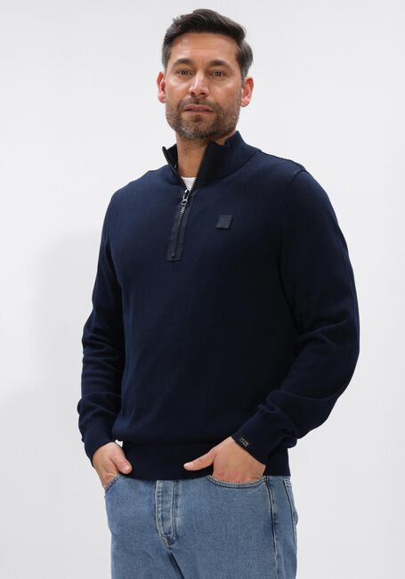 BUTCHER OF BLUE Pull CLIFDEN CO HALF ZIP Bleu fonc&eacute; - large
