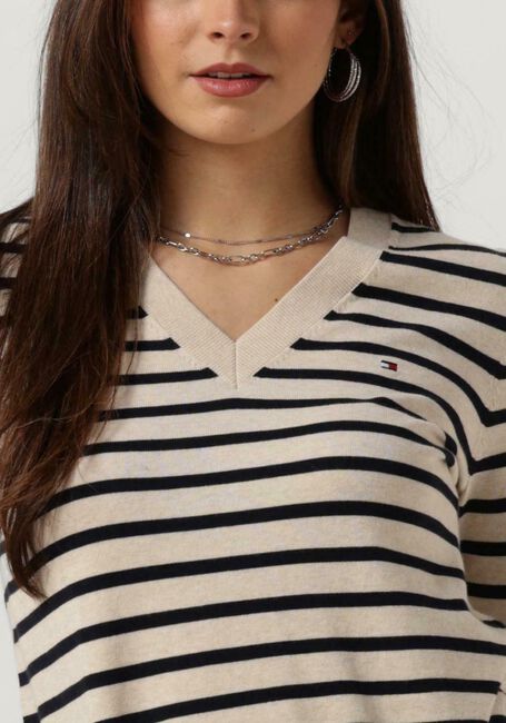 TOMMY HILFIGER Pull CO JERSEY STITCH V-NK SWEATER en beige - large