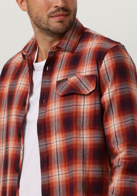 PME LEGEND Chemise décontracté LONG SLEEVE SHIRT CTN TWILL CHECK en rouge - large