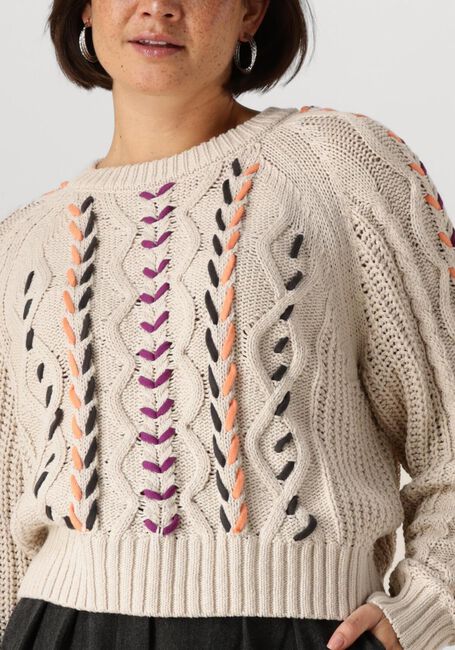 CATWALK JUNKIE Pull MULTI COLOR CABLE KNIT Écru - large