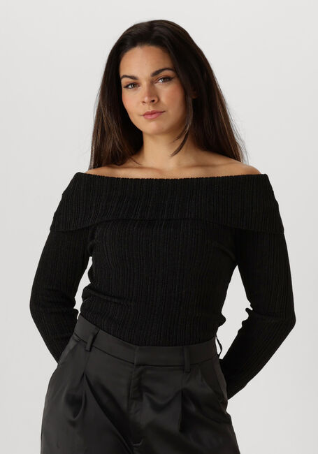 GESTUZ SILVIGZ RIB LS OFF SHOULDER Hauts & T-shirts en noir - large