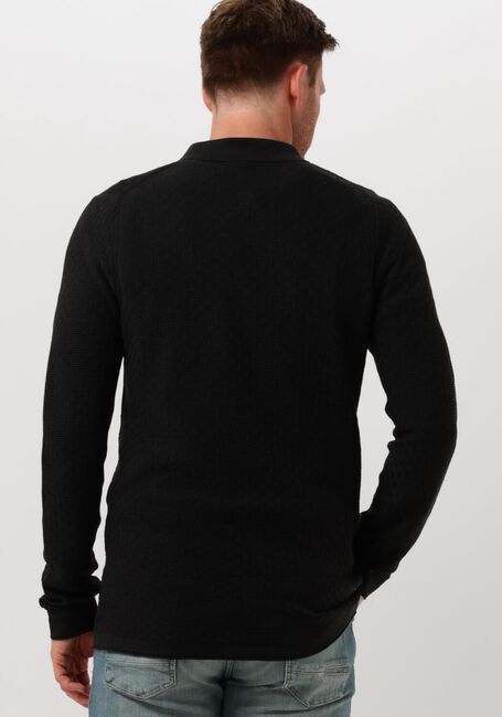 Zwarte CAST IRON Polo LONG SLEEVE POLO COTTON MODAL - large