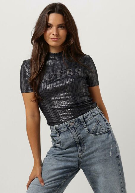 GUESS Haut SS HIGH NK CRISTINA LOGO TOP en noir - large