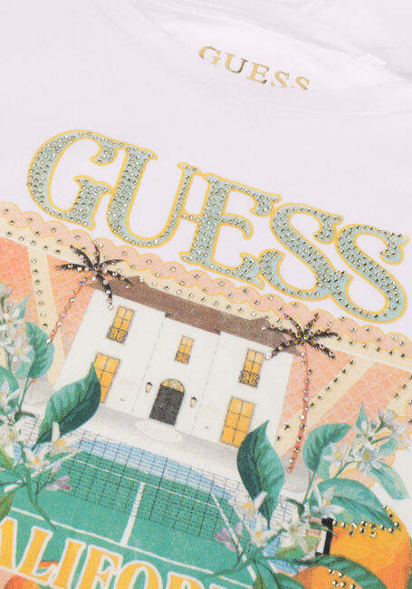 Witte GUESS T-shirt SS GUESS MANSION LOGO EASY TEE - large