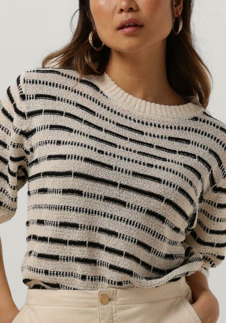 Zwarte NUKUS Trui VINNA PULLOVER SS STRIPE - large