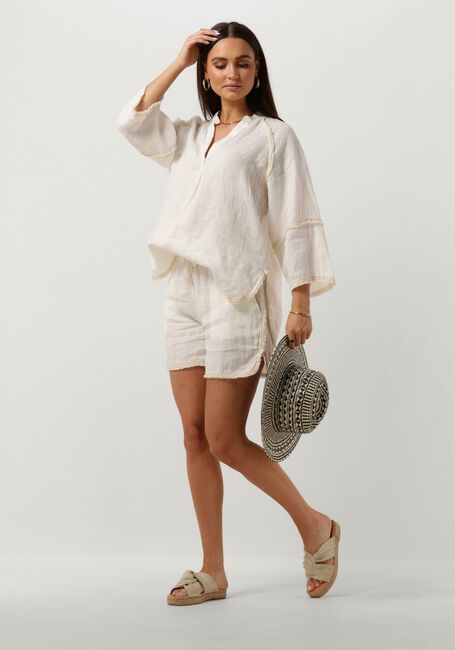 Witte ACCESS Broeken/jumpsuits SHORTS WITH ELASTIC WAIST AND FRINGES - large