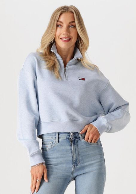 TOMMY JEANS Pull TJW BXY CRP BADGE 1/4ZIP Bleu clair - large