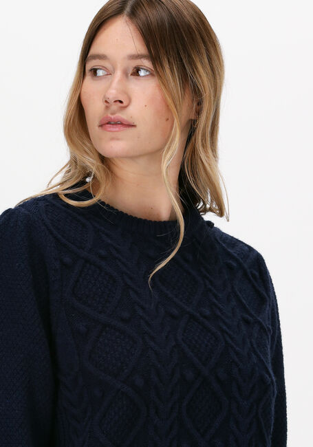 Blauwe SUMMUM Trui SWEATER FANCY CABLE KNIT - large