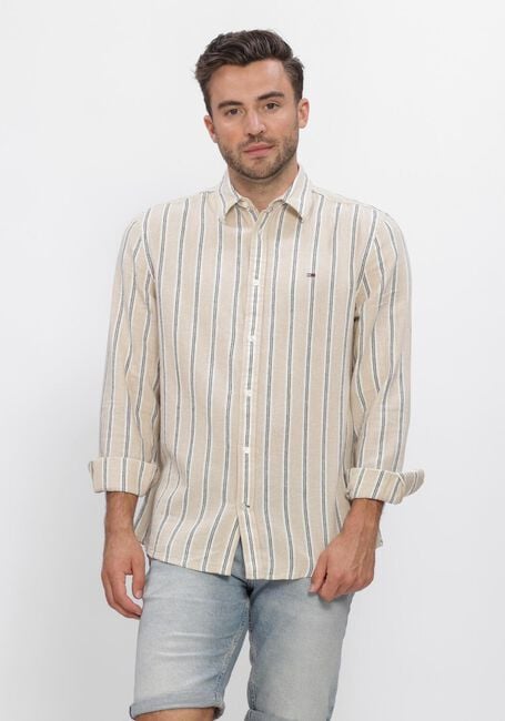 Beige TOMMY JEANS Casual overhemd TJM REG LINEN MX STRP SHIRT EXT - large