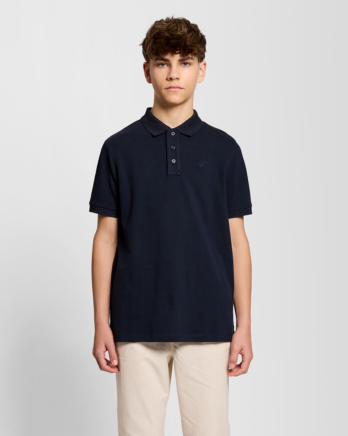 Donkerblauwe LYLE & SCOTT T-shirt LINEN POLO SHIRT - large