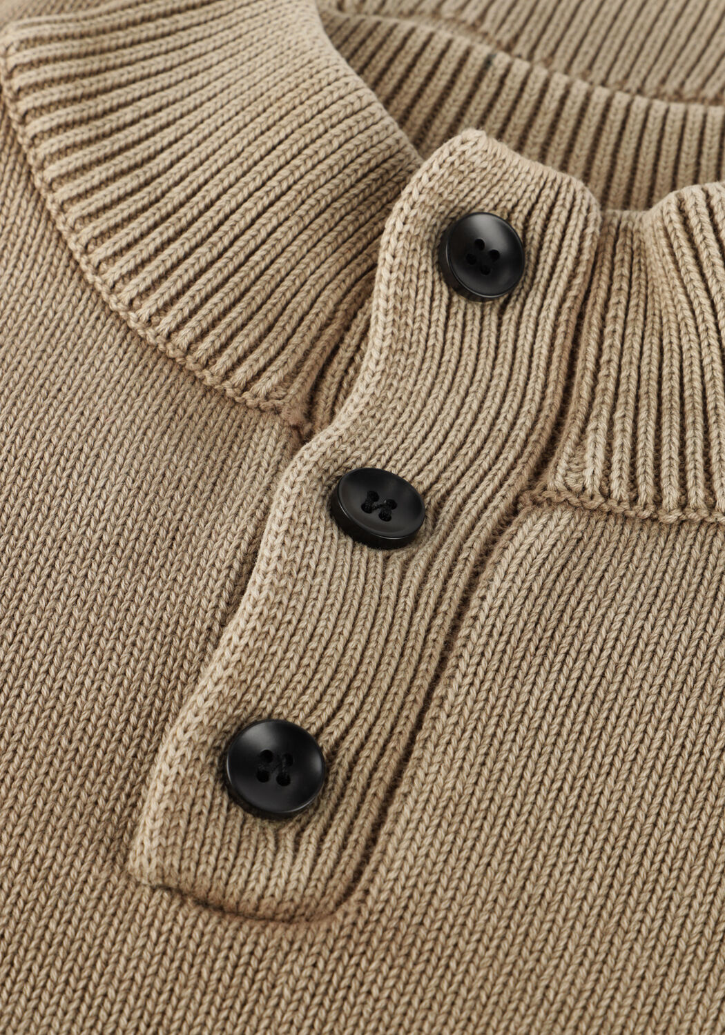 INDIAN BLUE JEANS Pull KNITTED COL BUTTONS WASHED en beige - large