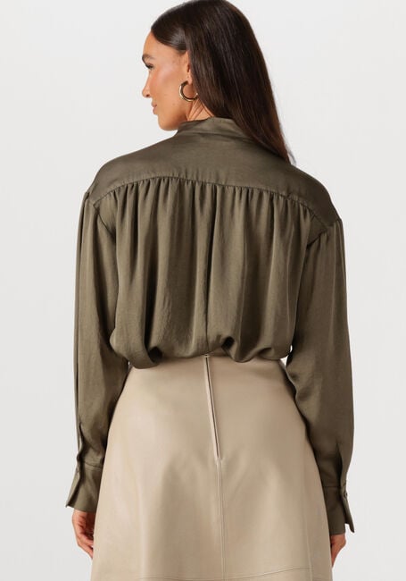 SUMMUM TOP BOW SILKY TOUCH Blouses Olive - large