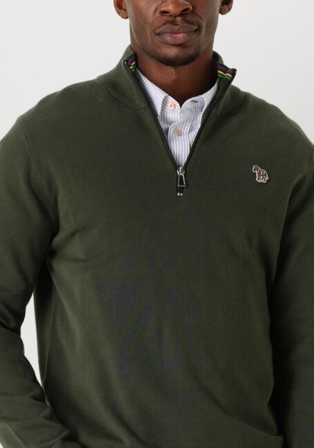 Groene PS PAUL SMITH Trui MENS SWEATER ZIP NECK ZEB BAD - large