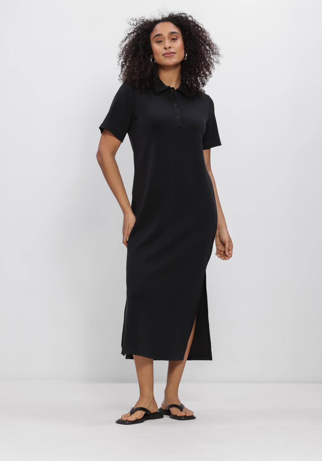 MY ESSENTIAL WARDROBE Robe midi MWHELLE POLO LONG DRESS en noir - large